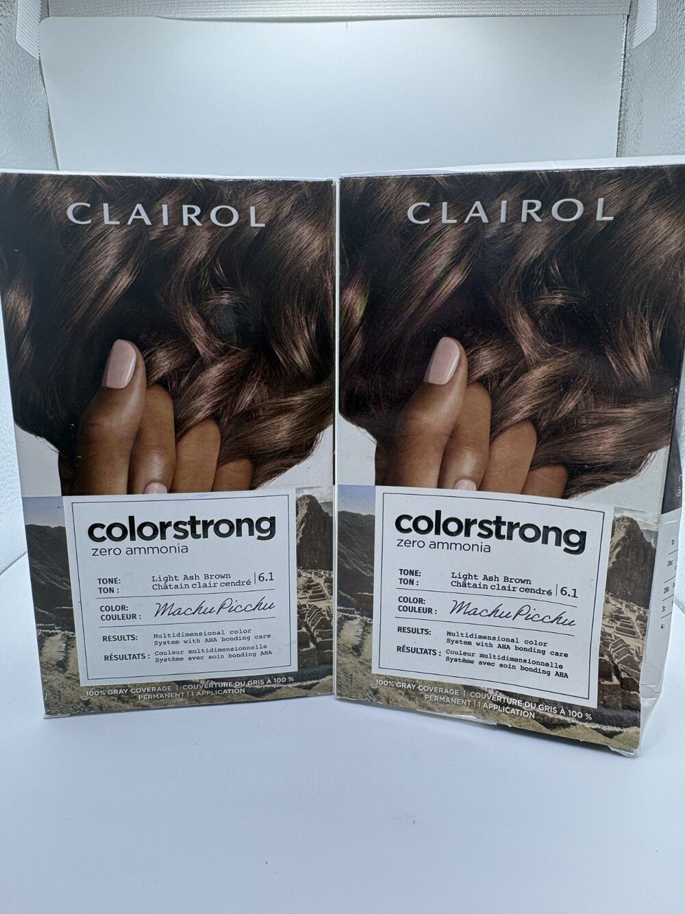 CLAIROL COLORSTRONG HAIR COLOR #6.1 Light Ash Brown Lot Of 2 Boxes Machu Picchu